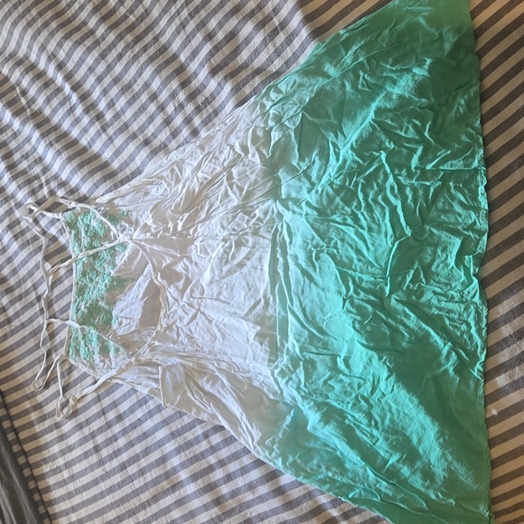 Altar'd State White and Green Embroidered Dress - Picture 3 of 4